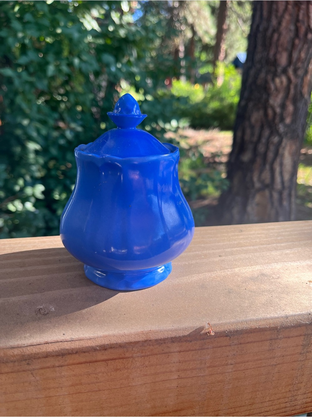 Vintage Union Limousine Blue Porcelain Covered Sugar Bowl Limoges, France